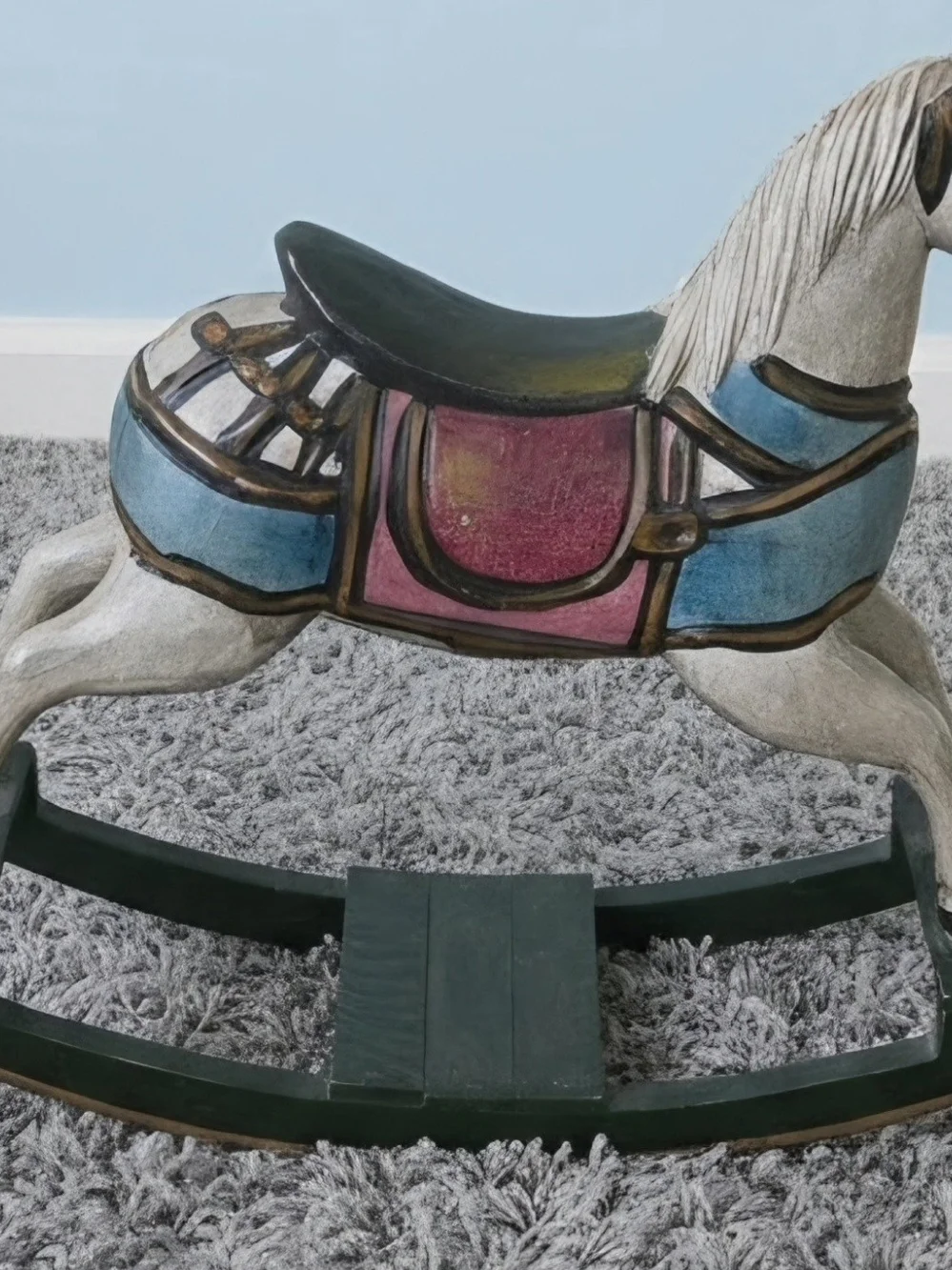 Vintage Hand Crafted/Hand Painted Folk Art Rocking Horse 12x10 approx